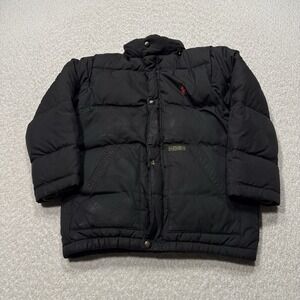 Polo Ralph Lauren Youth Kids Down Puffer Jacket Black Red Pony Winter FLAWED 7